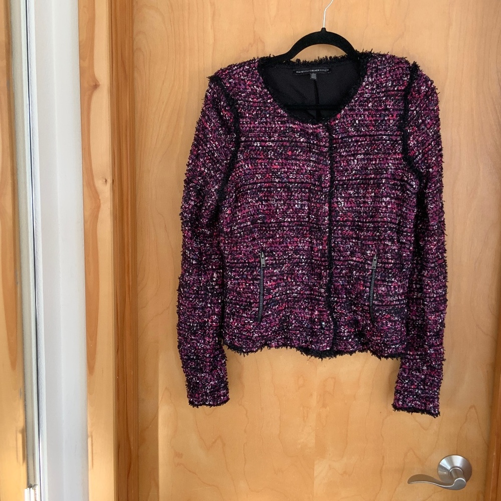 White House Black Market Striped Novelty Tweed Jacket